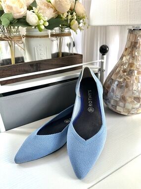 Rothy’s The Point Flats Light Blue Knit Women’s 10.5 Washable EUC